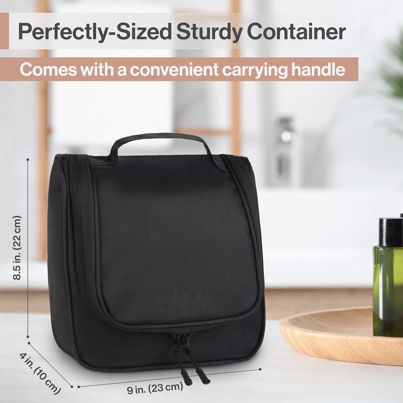Custom Large Waterproof Black Travel Hanging Toiletry Bag For Makeup And Shaving Supplies