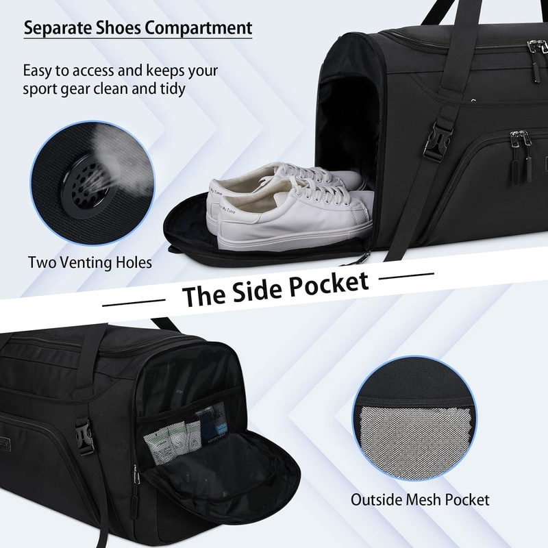 Large Weekender Overnight Waterpproof High Quality Duffle Gym Sport Toiletry Travel Bag with Shoe compartmemt