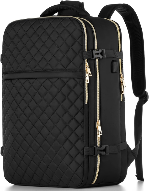 Large Flight Approved Carry On Water Resistant Anti-Theft Casual  Travel Bag Fit 17 Inch Laptop with USB Charging Port