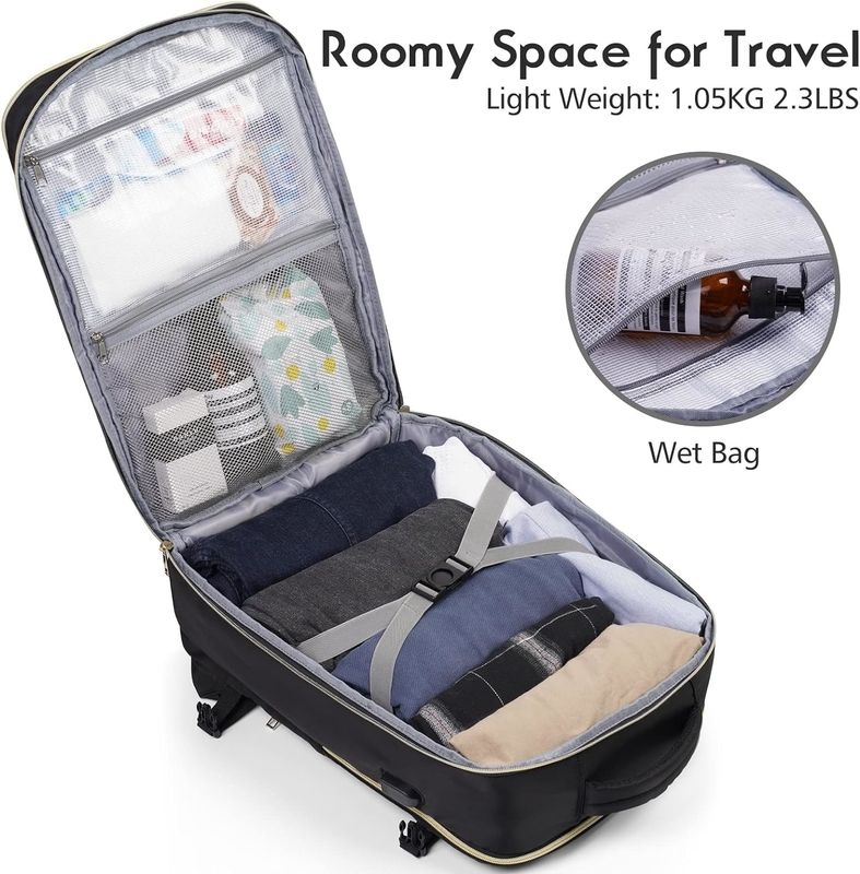 Large Flight Approved Carry On Water Resistant Anti-Theft Casual  Travel Bag Fit 17 Inch Laptop with USB Charging Port