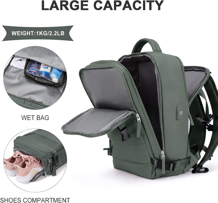 Large Carry On Outdoor Waterproof Hiking Sports  Casual Daypack Travel Bag with independant Shoes Compartment
