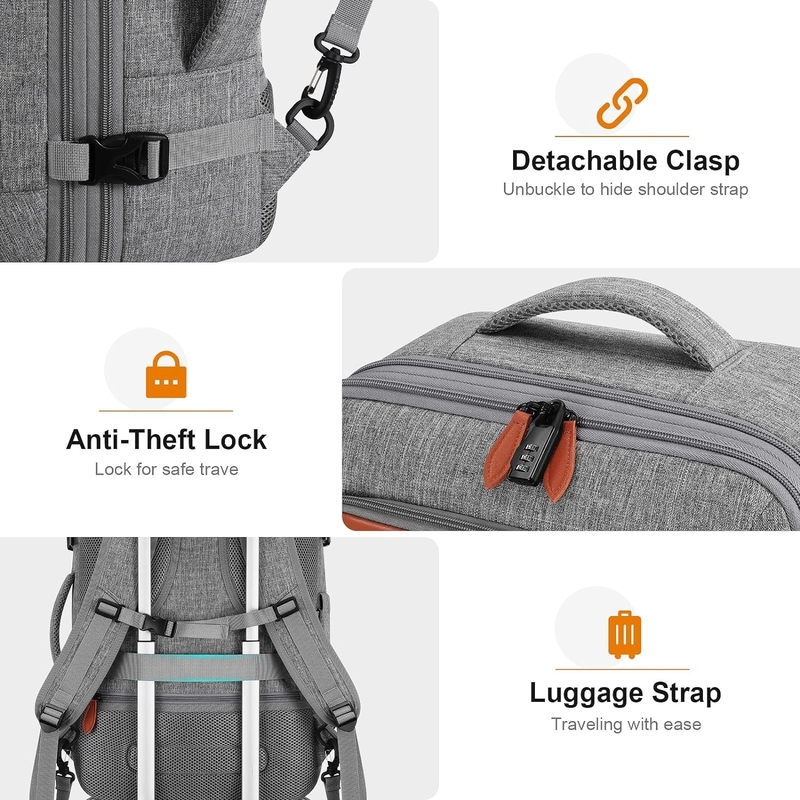 42L Carry on Luggage Flight Approved Expandable  Hidden Shoulder Straps Weekender Travel Bag with Packing Cubes