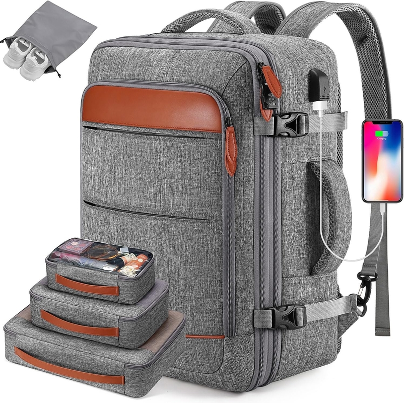 42L Carry on Luggage Flight Approved Expandable  Hidden Shoulder Straps Weekender Travel Bag with Packing Cubes