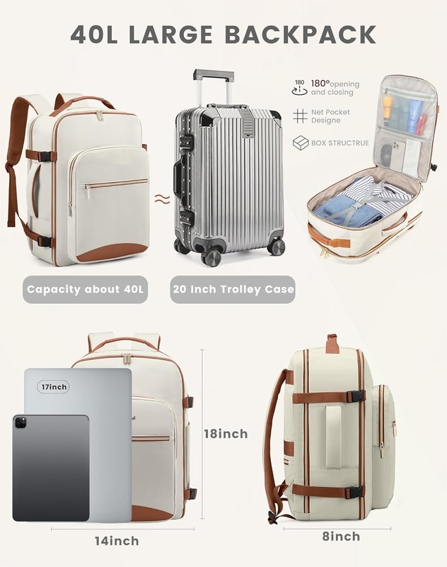 Flight Approved Carry On  Perfect for College Hiking Overnight Travel Bag with 17.3inch Laptop Compartment