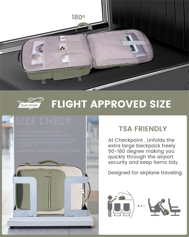 TSA Personal Item 40L  Waterproof Large Carry on Airline Approved Travel Bag with 3 Packing Cubes