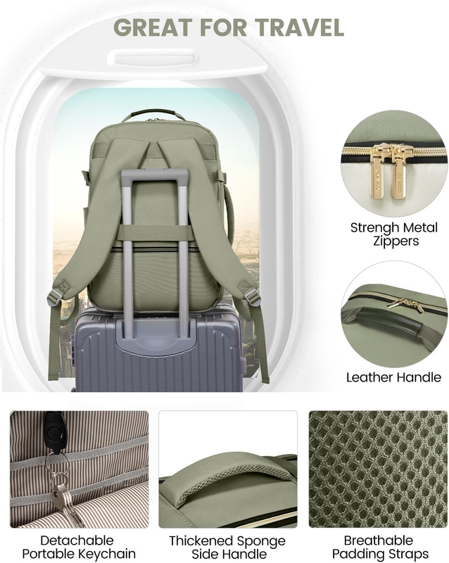 TSA Personal Item 40L  Waterproof Large Carry on Airline Approved Travel Bag with 3 Packing Cubes