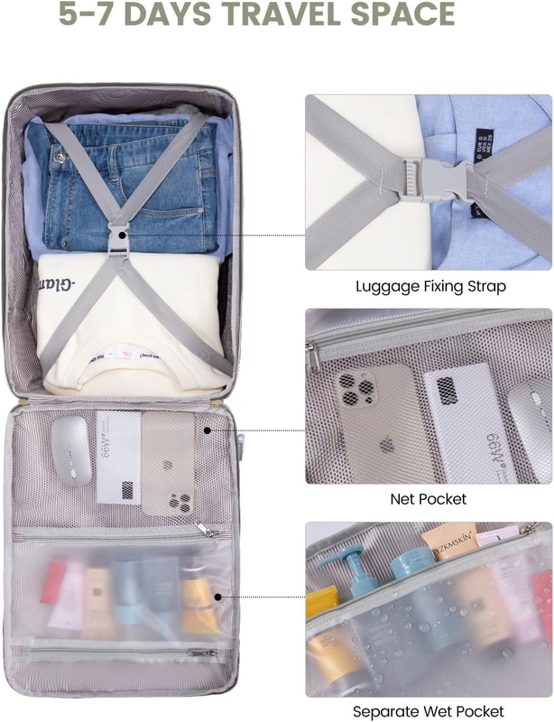 TSA Personal Item 40L  Waterproof Large Carry on Airline Approved Travel Bag with 3 Packing Cubes