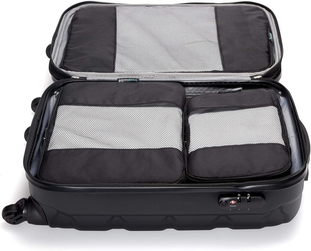 Black Large Capapcity Luggage Packing Organization Cubes 5 Pack Travel Bag with Mesh