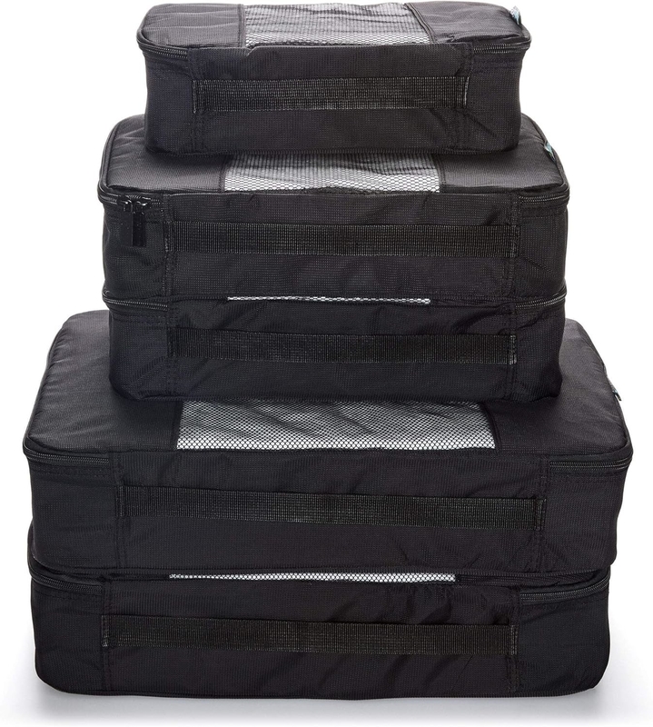 Black Large Capapcity Luggage Packing Organization Cubes 5 Pack Travel Bag with Mesh