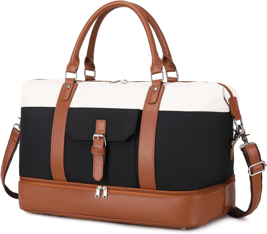 Cavas Weekender Carry on Duffel Travel Bag with Leather Shoes Compartment for Men