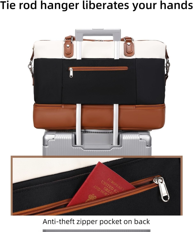 Cavas Weekender Carry on Duffel Travel Bag with Leather Shoes Compartment for Men
