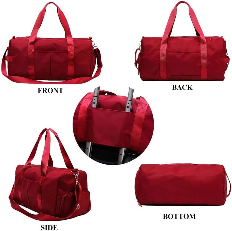 Red Large Sports Gym Weekender Training Swim Yoga Travel Bag with Wet Pocket and Shoes Compartment