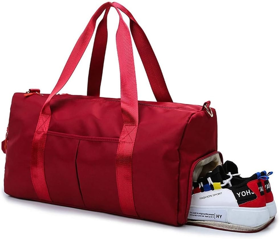 Red Large Sports Gym Weekender Training Swim Yoga Travel Bag with Wet Pocket and Shoes Compartment