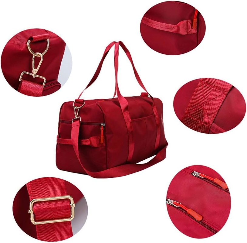 Red Large Sports Gym Weekender Training Swim Yoga Travel Bag with Wet Pocket and Shoes Compartment
