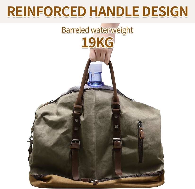 Green Weekender Large Overnight Canvas Carry on Sport Gym Yoga Travel Bag with Shoe Compartment