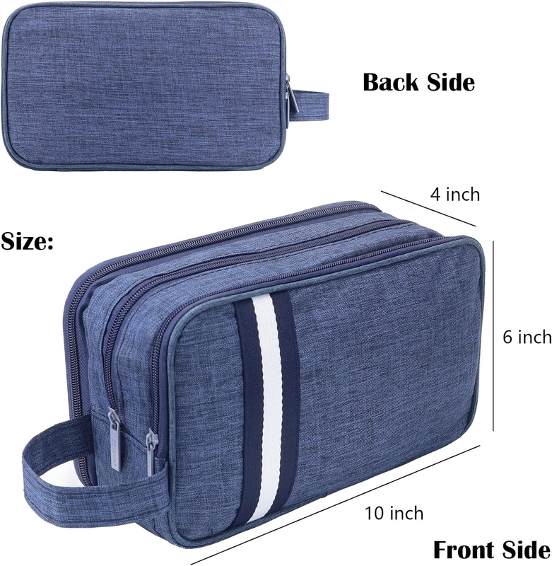 Navy Blue Water-resistant Toiletry Organizer Dopp Kit Travel Bag for Traveling Accessories Toiletries