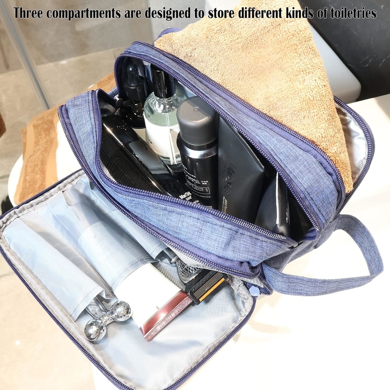 Navy Blue Water-resistant Toiletry Organizer Dopp Kit Travel Bag for Traveling Accessories Toiletries