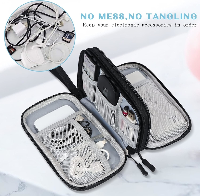 Waterproof Double Layers All-in-One Cable Organizer Pouch Electronic Accessories Bag