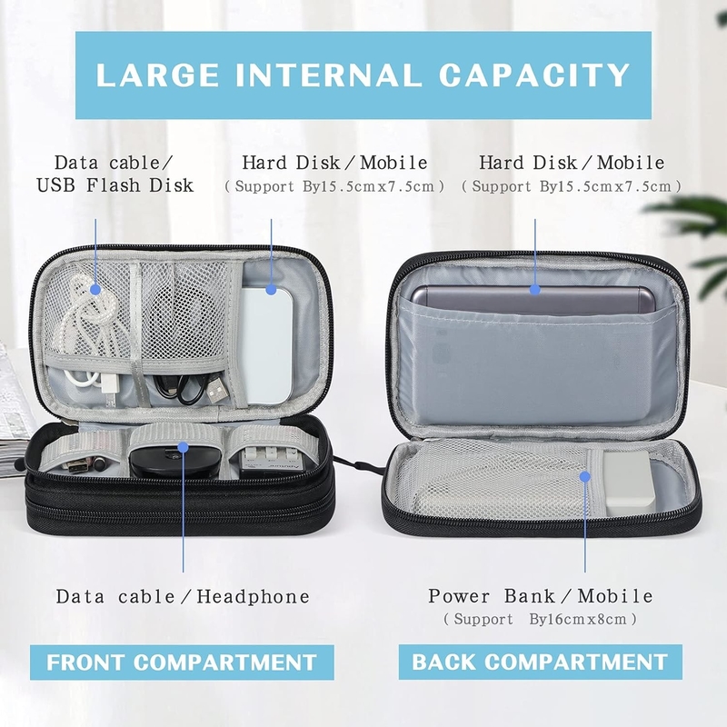 Waterproof Double Layers All-in-One Cable Organizer Pouch Electronic Accessories Bag