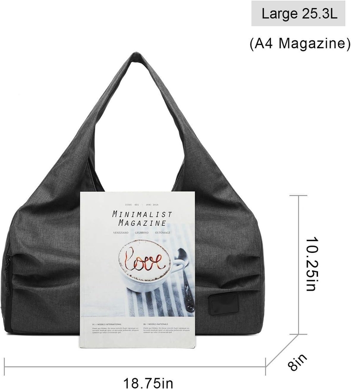 Polyester Black Yoga Gym Sports Duffel Travel Bag With Wet Dry Storage Pockets