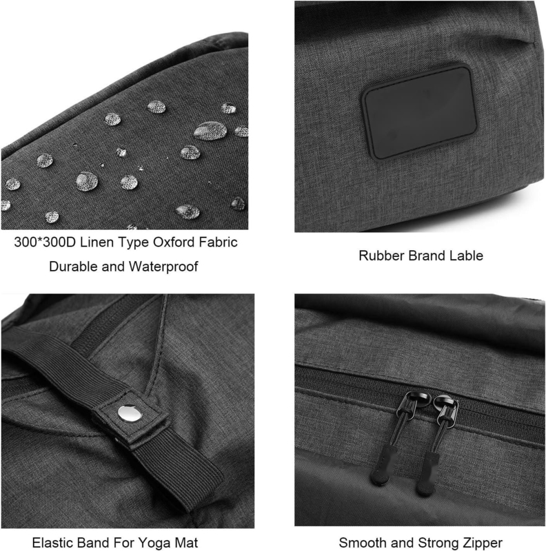 Polyester Black Yoga Gym Sports Duffel Travel Bag With Wet Dry Storage Pockets