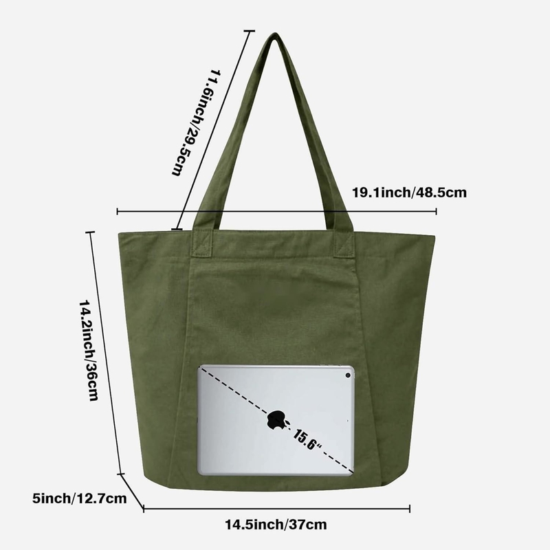 Large Durable Green Color Cotton Sports Duffel Bag With Shoes Compartment Pocket