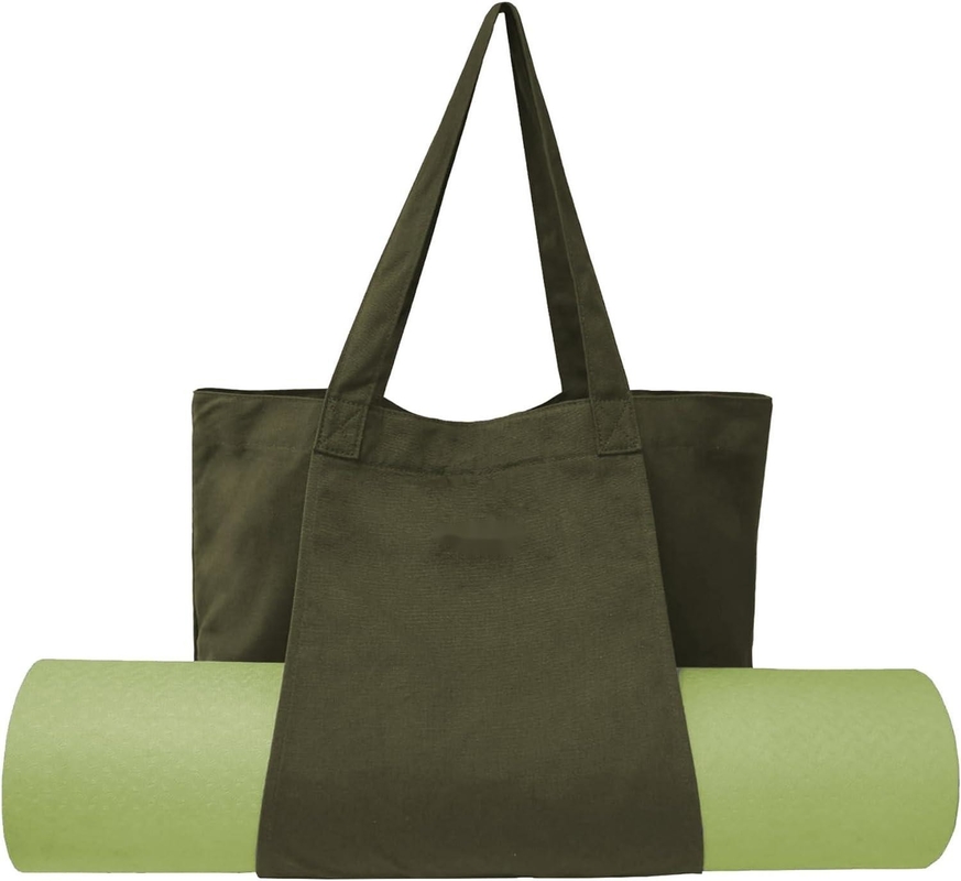 Large Durable Green Color Cotton Sports Duffel Bag With Shoes Compartment Pocket