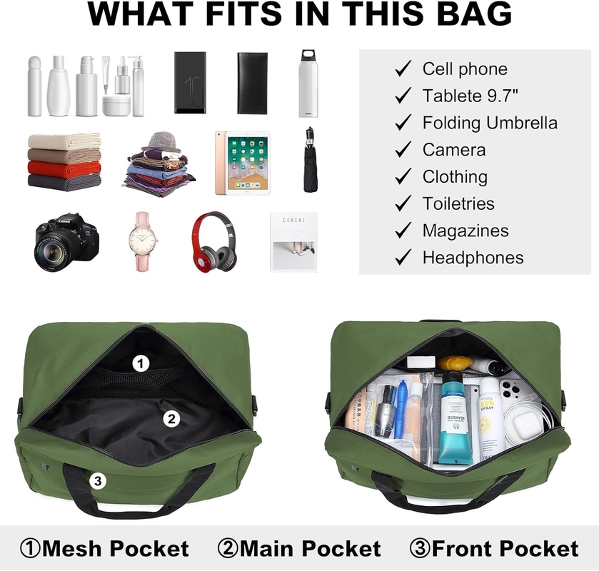 20L Under Seat Carry-On Sports Tote Gym Weekender Overnight Bag For Men Women