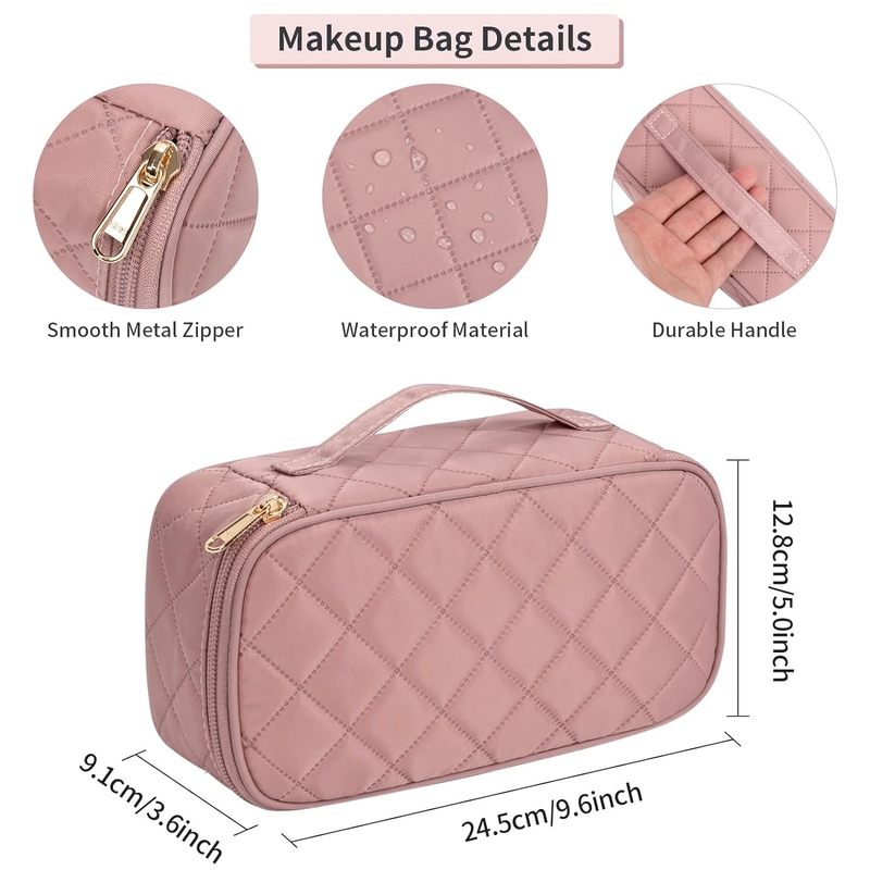 Portable Pink Cute Small Makeup Brush Organizer Custom Travel Bag With Compartment