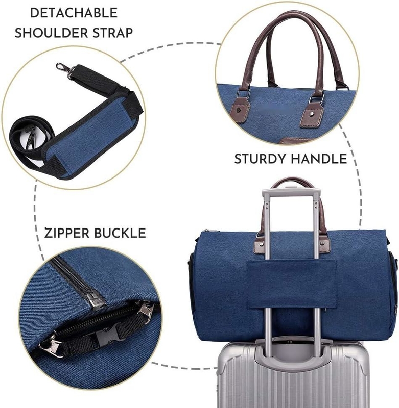 Carry On Large Blue 2 In 1 Hanging Bag Suitcase Custom Travel Bag With Toiletry Bag