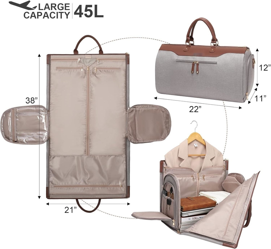 Men Women 2 In 1 Hanging Suit Case Custom Duffel Travel Bag With Shoulder Strap