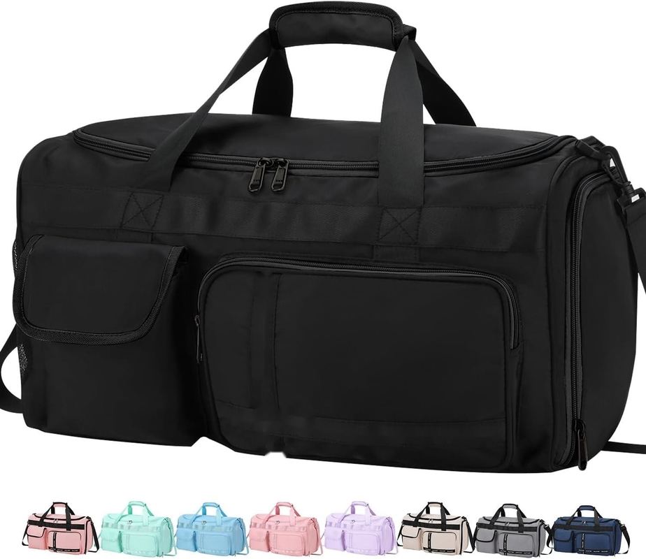 Large Capacity Black Weekender Overnight Bag Custom Travel Bag With Dry And Wet Separation