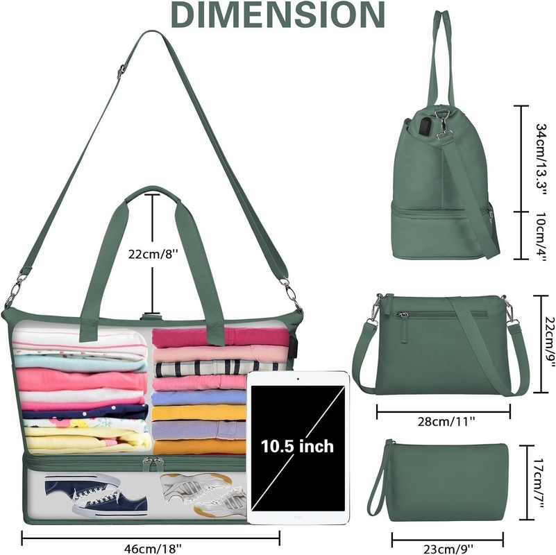 Expandable Carry On Tote Weekender Gym Duffle Custom With Shoe Compartment And Wet Pocket