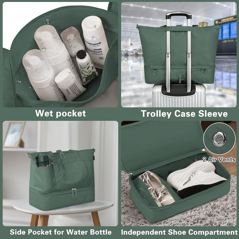Expandable Carry On Tote Weekender Gym Duffle Custom With Shoe Compartment And Wet Pocket