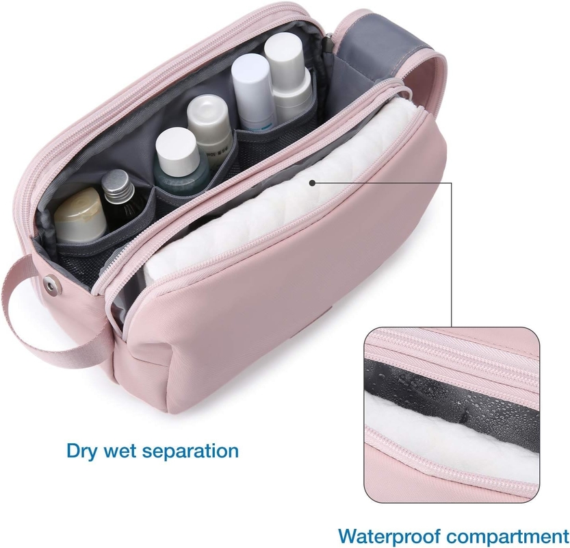 Pink Dopp Kit Water Resistant Shaving Cosmetic Makeup Custom Travel Bag For Women