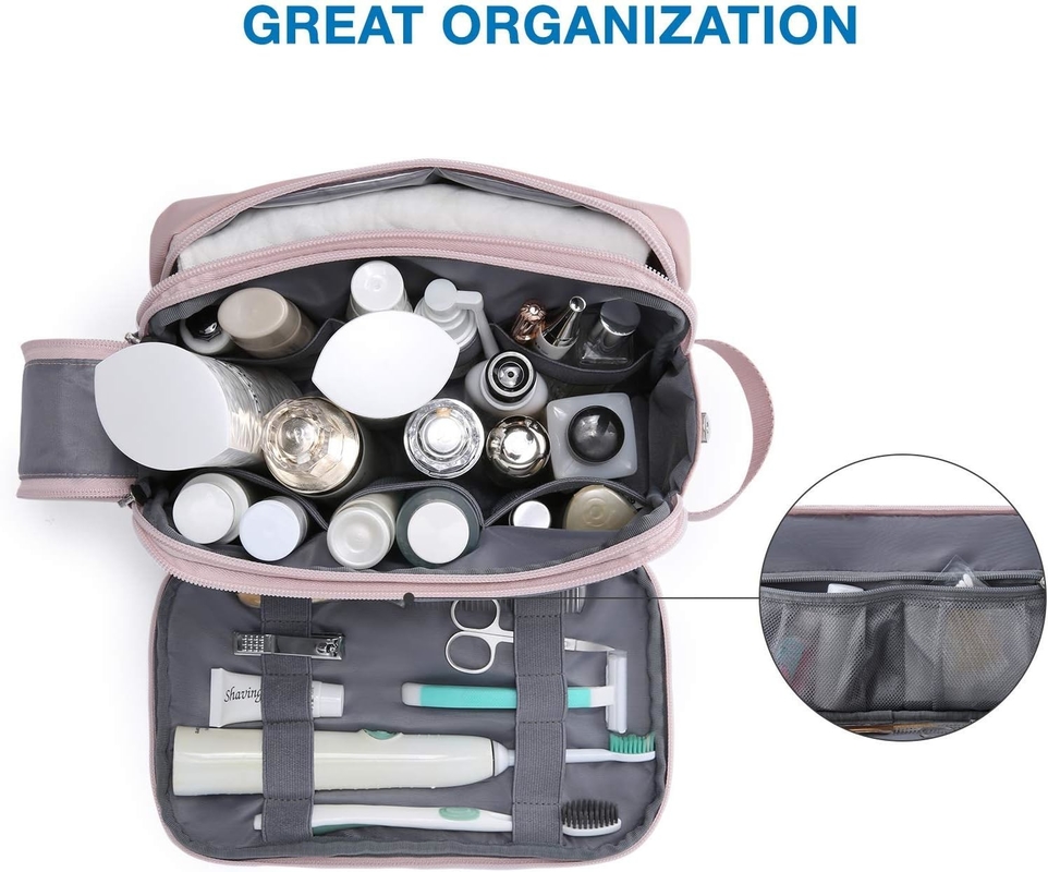 Pink Dopp Kit Water Resistant Shaving Cosmetic Makeup Custom Travel Bag For Women