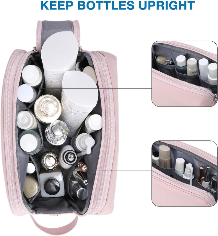 Pink Dopp Kit Water Resistant Shaving Cosmetic Makeup Custom Travel Bag For Women