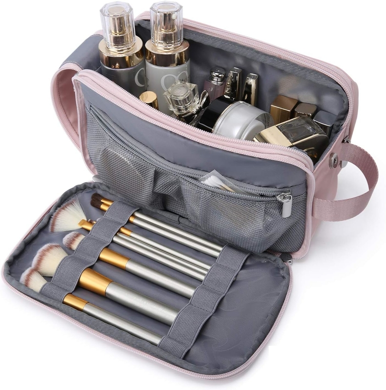 Pink Dopp Kit Water Resistant Shaving Cosmetic Makeup Custom Travel Bag For Women