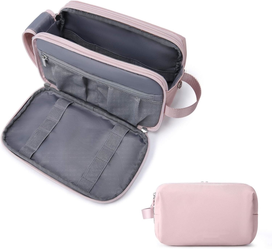 Pink Dopp Kit Water Resistant Shaving Cosmetic Makeup Custom Travel Bag For Women
