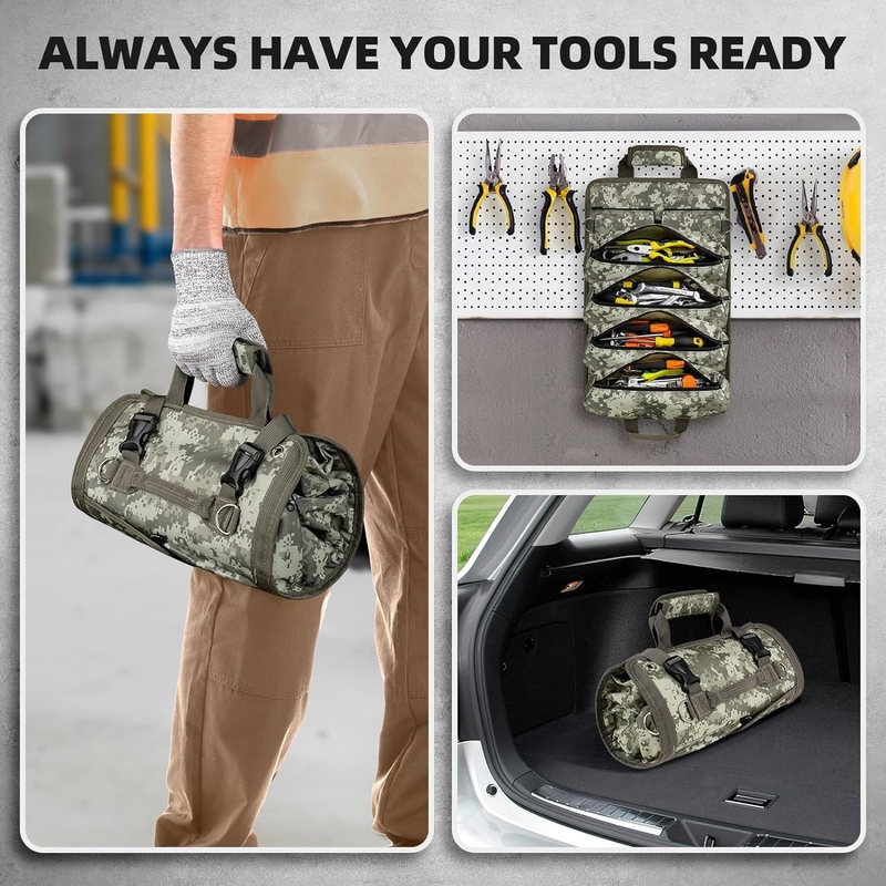 Large Waterproof Heavy Duty Portable Tool Storage Detachable Zipper Roll Up Tool Pouch