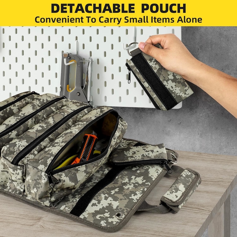 Large Waterproof Heavy Duty Portable Tool Storage Detachable Zipper Roll Up Tool Pouch