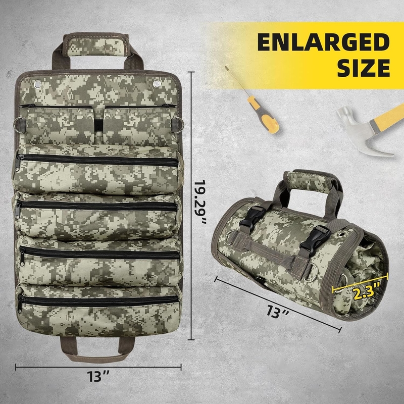 Large Waterproof Heavy Duty Portable Tool Storage Detachable Zipper Roll Up Tool Pouch
