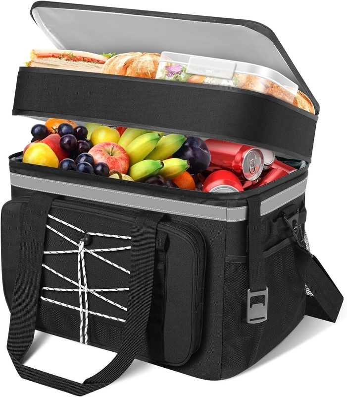 40L Portable Waterproof Insulated Cooler Bag Dual Compartments For Beach Camping Picnic