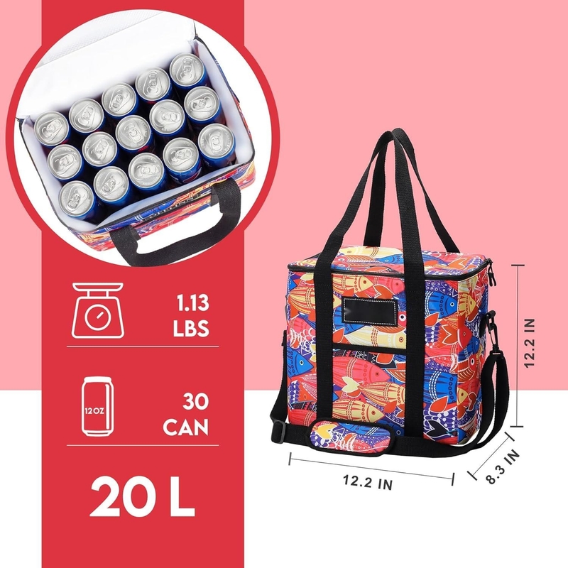 Portable Collapsible Insulated Bag Cooler Waterproof Lightweight Large Soft With Padded Shoulder Strap