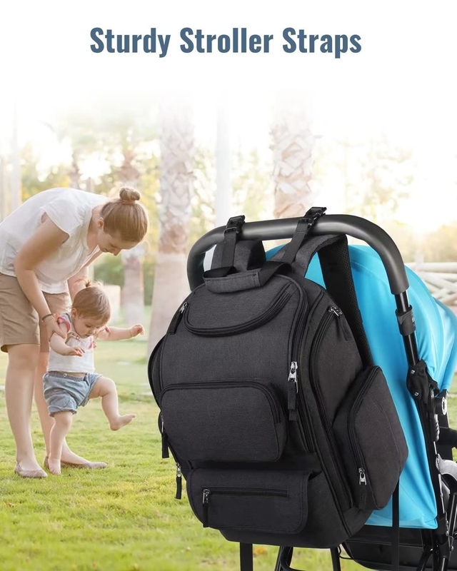 Water Resistant Multifunctional Diaper Custom Travel Bag with 2 Side Insulated Pockets For Men Women