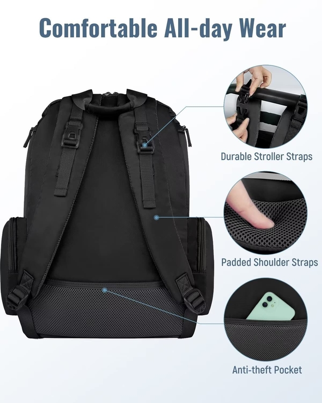 Water Resistant Multifunctional Diaper Custom Travel Bag with 2 Side Insulated Pockets For Men Women