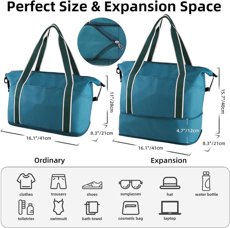Foldable Waterproof  Weekender Overnight Carry On Gym Luggage Custom Travel Bag with Detachable Shoulder Strap