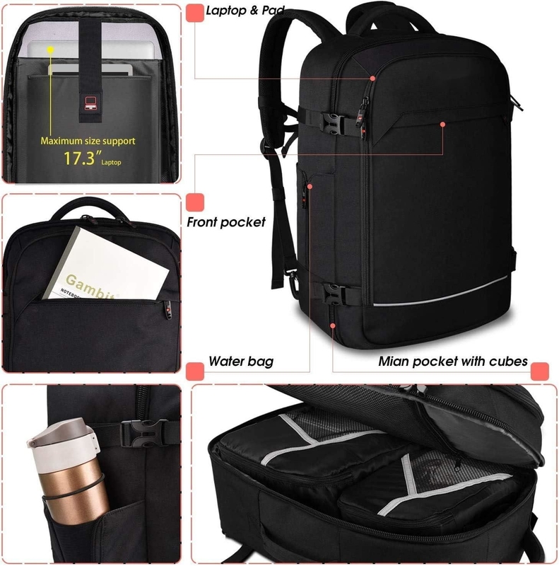40L Flight Approved Luggage Carry On Water Resistant Weekender Overnight Bag for 17 inch Laptop