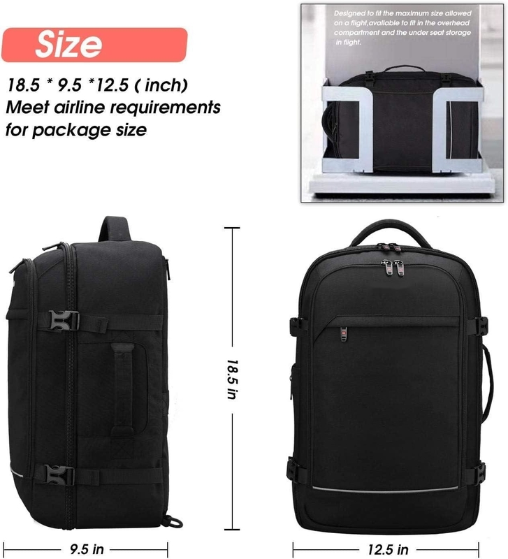 40L Flight Approved Luggage Carry On Water Resistant Weekender Overnight Bag for 17 inch Laptop