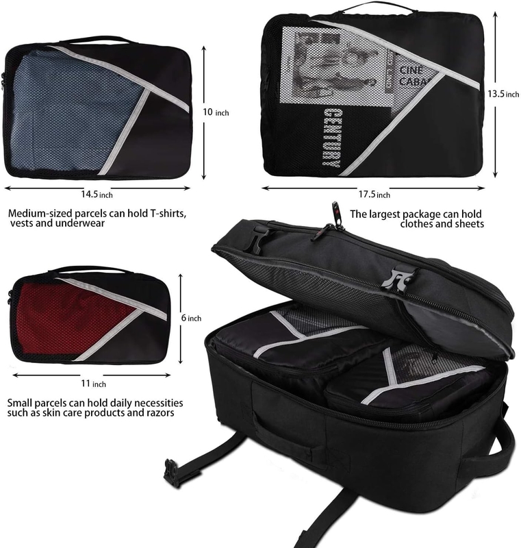 40L Flight Approved Luggage Carry On Water Resistant Weekender Overnight Bag for 17 inch Laptop